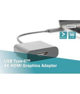 Digitus | USB Type-C to HDMI Adapter | DA-70852 | Black | USB Type-C | 0.15 m