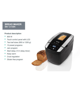 Gorenje | Bread maker | BM1210BK | Power 800 W | Number of programs 12 | Display LCD | Black