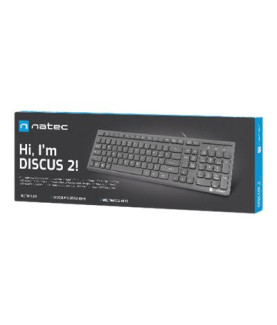 Natec | Keyboard | Discus 2 Slim | Standard | Wired | US | Black | USB 2.0 | 424 g | Numeric keypad