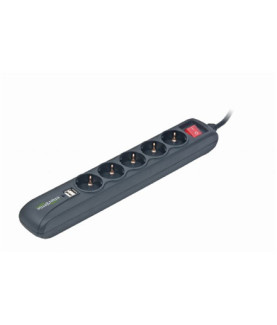 SPG5-U2-5 Power strip with USB charger, 5 sockets, USB 2A, 1.5 m