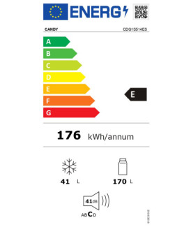 Candy | Refrigerator | CDG1S514ES | Energy efficiency class E | Free standing | Double Door | Height 142.8 cm | Fridge net capa