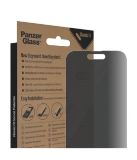 PanzerGlass | Screen protector | Apple | iPhone 14 Pro | Glass | Black | Classic Fit | Privacy