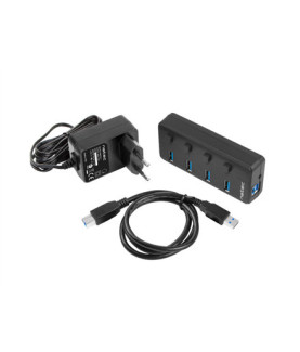 Natec USB 3.0 HUB, Mantis 2, 4-Port, On/Off with AC Adapter | Natec | 4 Port Hub With USB 3.0 | Mantis NHU-1557 | Black