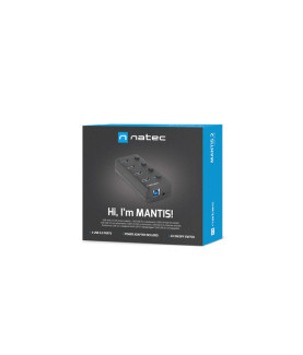 Natec USB 3.0 HUB, Mantis 2, 4-Port, On/Off with AC Adapter | Natec | 4 Port Hub With USB 3.0 | Mantis NHU-1557 | Black