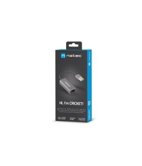 Natec Ethernet Adapter, Cricket USB 3.0, USB 3.0 to RJ45, Black | Natec | Ethernet Adapter Network Card | NNC-1924 Cricket USB 