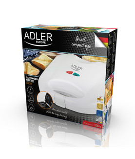 Adler | Sandwich maker | AD 301 | 750 W | Number of plates 1 | Number of pastry 2 | White