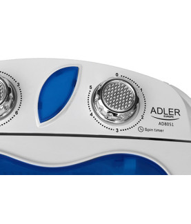 Adler | Washing machine | AD 8051 | Top loading | Washing capacity 3 kg | Unspecified RPM | Depth 37 cm | Width 38 cm | White/B