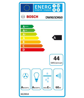 Bosch | Hood | DWK65DK60 | Wall mounted | Energy efficiency class A | Width 59 cm | 430 m /h | Electronic control | LED | Black