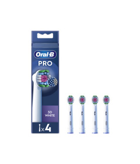 Oral-B | Replaceable toothbrush heads | EB18-4 3D White Pro | Heads | For adults | Number of brush heads included 4 | White