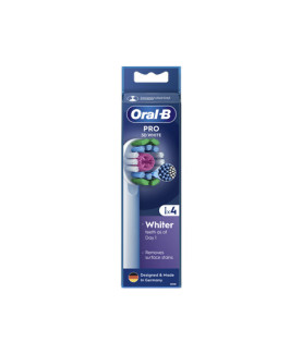 Oral-B | Replaceable toothbrush heads | EB18-4 3D White Pro | Heads | For adults | Number of brush heads included 4 | White