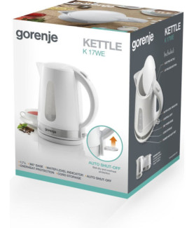 Gorenje | Kettle | K17WE | Electric | 2200 W | 1.7 L | Plastic + metal | 360 rotational base | White