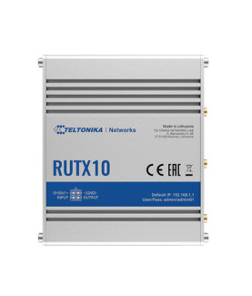 Industrial Router | RUTX10 | 802.11ac | 867 Mbit/s | 10/100/1000 Mbit/s | Ethernet LAN (RJ-45) ports 4 | Mesh Support No | MU-M