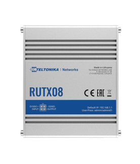 Industrial Router | RUTX08 | No Wi-Fi | 10/100/1000 Mbit/s | Ethernet LAN (RJ-45) ports 4 | Mesh Support No | MU-MiMO No | No m