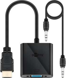 Goobay | HDMI/VGA adapter, nickel plated | 68793 | Black | HDMI male (type A) | VGA female (15-pin)