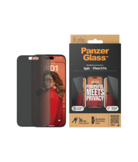 PanzerGlass | Screen protector | Apple | iPhone 15 Pro | Glass | Black | Ultra-Wide Fit w. EasyAligner