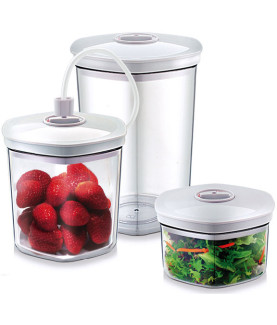 Caso | Vacuum Canister Set | 01260 | 3 canisters | White/Transparent