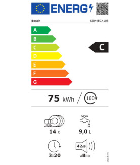 Dishwasher | SBH4ECX10E | Built-in | Width 60 cm | Number of place settings 14 | Number of programs 6 | Energy efficiency class