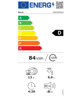 Dishwasher | SMU4HAI01S | Built-under | Width 60 cm | Number of place settings 13 | Number of programs 6 | Energy efficiency cl