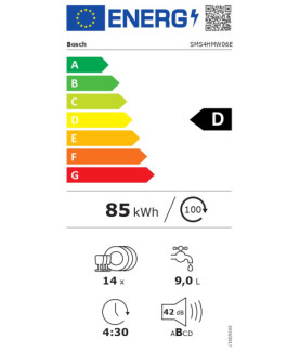 Dishwasher | SMS4HMW06E | Free standing | Width 60 cm | Number of place settings 14 | Number of programs 6 | Energy efficiency 