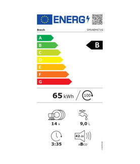 Dishwasher | SMV4EMX71S | Built-in | Width 60 cm | Number of place settings 14 | Number of programs 6 | Energy efficiency class