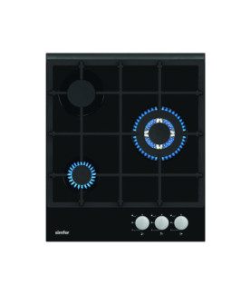 Simfer | Hob | H4.305.HGSSP | Gas on glass | Number of burners/cooking zones 3 | Rotary knobs | Black