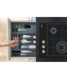 Simfer | Hob | H4.305.HGSSP | Gas on glass | Number of burners/cooking zones 3 | Rotary knobs | Black