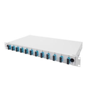 Fiber Optic Splice Box Front Panel, quick lock, 12x SC DX, 1U | DN-96200-QL | Grey