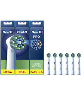 Oral-B | Replaceable toothbrush heads | EB50RX-6 Cross Action Pro | Heads | For adults | Number of brush heads included 6 | Whi