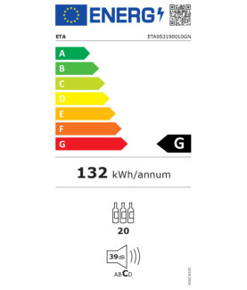 ETA | Wine Cooler | ETA953190010GN | Energy efficiency class G | Free standing | Bottles capacity 20 | Black