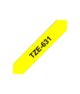 Brother | TZe-631 Laminated Tape | Black on Yellow | TZe | 8 m | 1.2 cm