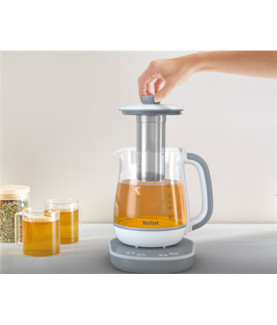 TEFAL Tastea Kettle | BJ551B10 | Tea Kettle | 1400 W | 1.5 L | Glass | 360 rotational base | Grey/White