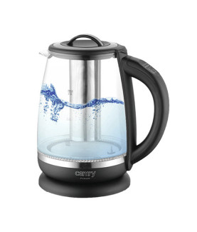 Camry | Kettle | CR 1290 | Standard | 2200 W | 2 L | Plastic/glass | 360 rotational base | Black/Transparent