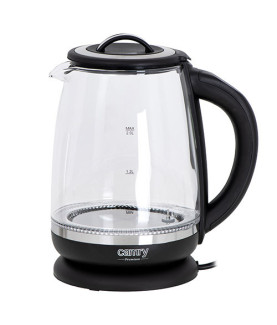 Camry | Kettle | CR 1290 | Standard | 2200 W | 2 L | Plastic/glass | 360 rotational base | Black/Transparent