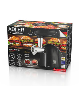 Adler | Meat mincer | AD 4811 | Black | 600 W | Number of speeds 1 | Throughput (kg/min) 1.8 | 3 replaceable sieves: 3mm for gr