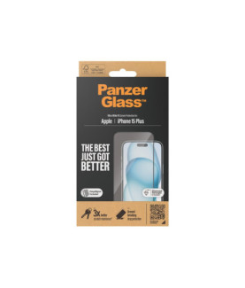 PanzerGlass | Screen protector | Apple | IPhone 15 Plus | Glass | Transparent | Ultra-wide fit, Scratch resistant, Drop protect