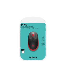 Logitech | Full size Mouse | M190 | Wireless | USB | Red