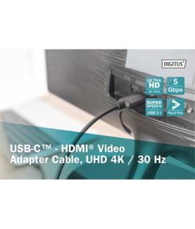 Digitus | USB Type-C to HDMI Adapter | DA-70821 | Black | USB Type-C | 1.8 m