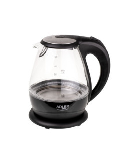 Kettle | Adler | Kettle | AD 1224 | Standard | 2000 W | 1.5 L | Glass | 360 rotational base | Black