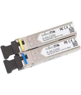 MikroTik Pair of SFP modules S-3553LC20D (S-35LC20D 1.25G SM 20km T1310nm/R1550nm + S-53LC20D 1.25G SM 20km T1550nm/R1310nm) | 