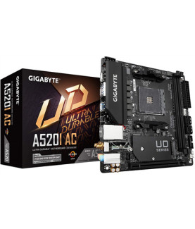 Gigabyte | A520I AC | Processor family AMD | Processor socket AM4 | DDR4 DIMM | Memory slots 2 | Number of SATA connectors 4 | 