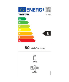 Tristar | Refrigerator | KB-7351 | Energy efficiency class E | Free standing | Larder | Height 48.5 cm | Fridge net capacity 46