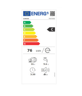 Dishwasher | GV673C62 | Built-in | Width 59.8 cm | Number of place settings 16 | Number of programs 7 | Energy efficiency class