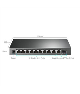 TP-LINK | 10-Port Gigabit Easy Smart Switch with 8-Port PoE+ | TL-SG1210MPE | Web managed | Desktop | Power supply type Externa