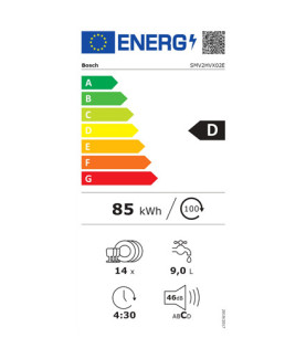 Dishwasher | SMV2HVX02E | Built-in | Width 59.8 cm | Number of place settings 14 | Number of programs 5 | Energy efficiency cla