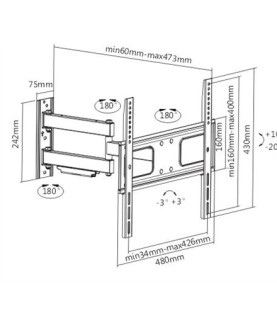 Sunne | Wall mount | 23-42-EAX2 | Full motion | 32-55 " | Maximum weight (capacity) 50 kg | Black