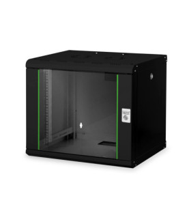 Digitus | Wall Mounting Cabinet | DN-19 09-U-SW | Black | IP protection class: IP20 Front door: Glass door, single opening Cabi