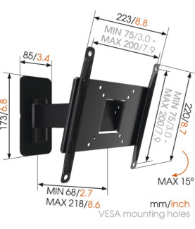 Vogels | Wall mount | MA2030-A1 | Full motion | 19-40 " | Maximum weight (capacity) 15 kg | Black