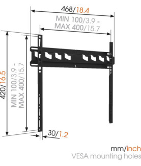 Vogels | Wall mount | MA3000-A | Fixed | 32-55 " | Maximum weight (capacity) 60 kg | Black