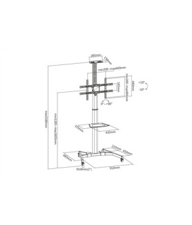 Digitus | Floor stand | TV-Cart for screens up to 70", max. 50kg wheelbase, VESA max. 600x400 | Tilt | 37-70 " | Maximum weight