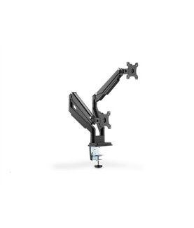 Digitus | Desk Mount | Universal Dual Monitor Mount with Gas Spring and Clamp Mount | Swivel, height adjustment, rotate | Black